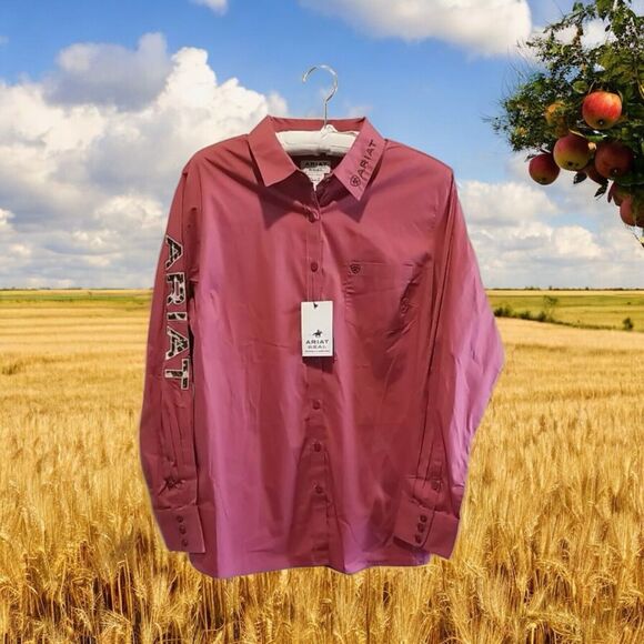 Ariat Tops - NWT Ariat Real Kirby Stretch Long Sleeve‎ Shirt Earth Red Brick Red Women's 1X